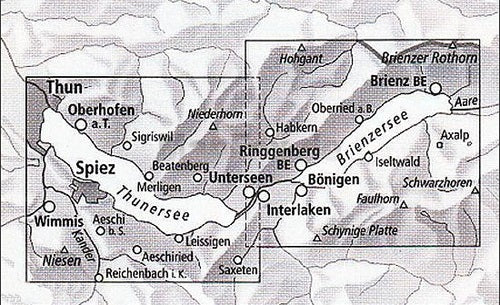 Carte de randonnée imperméable n° 3322T - Thunersee, Brienzersee (Suisse) | Swisstopo - 1/33 333 carte pliée Swisstopo 