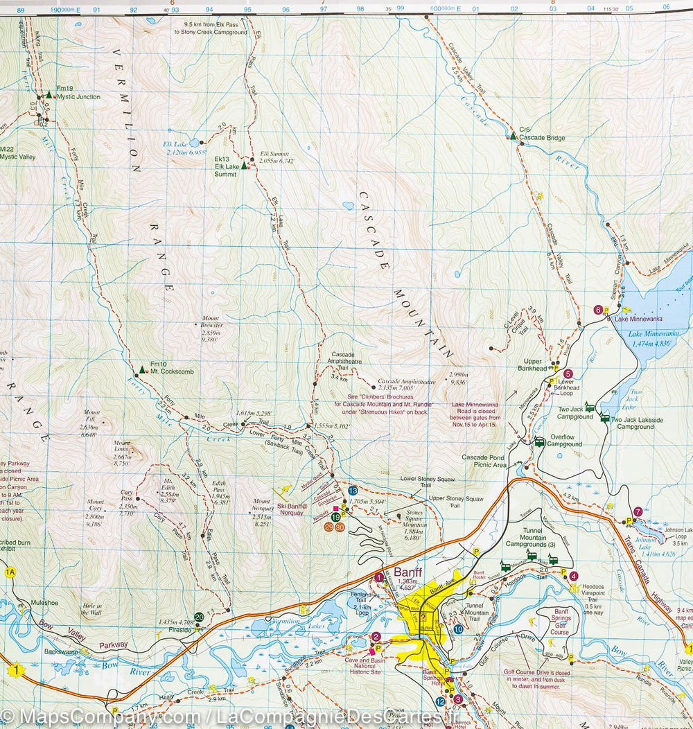 Carte de randonnée du Lac Egypte (PN Banff, Alberta, Colombie Britannique) - La Compagnie des Cartes