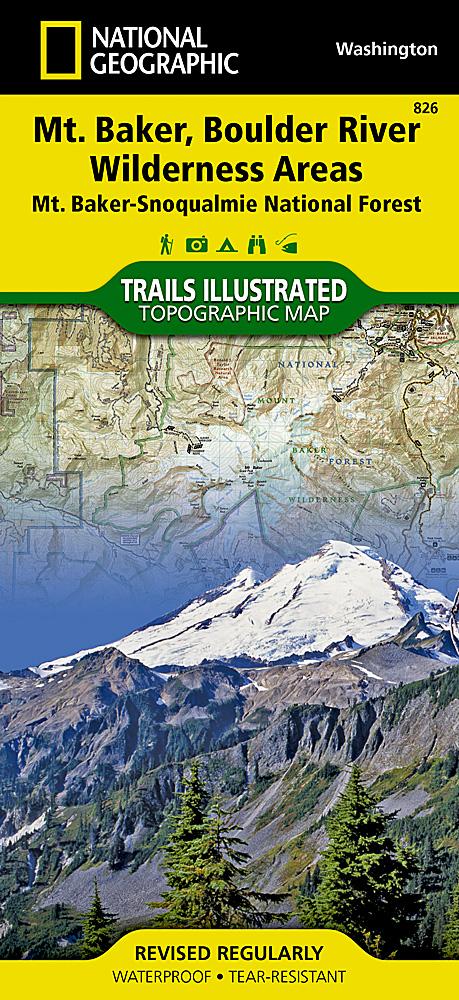 Carte de randonnée - Mount Baker & Boulder River Wilderness (Washington), n° 826 | National Geographic carte pliée National Geographic 