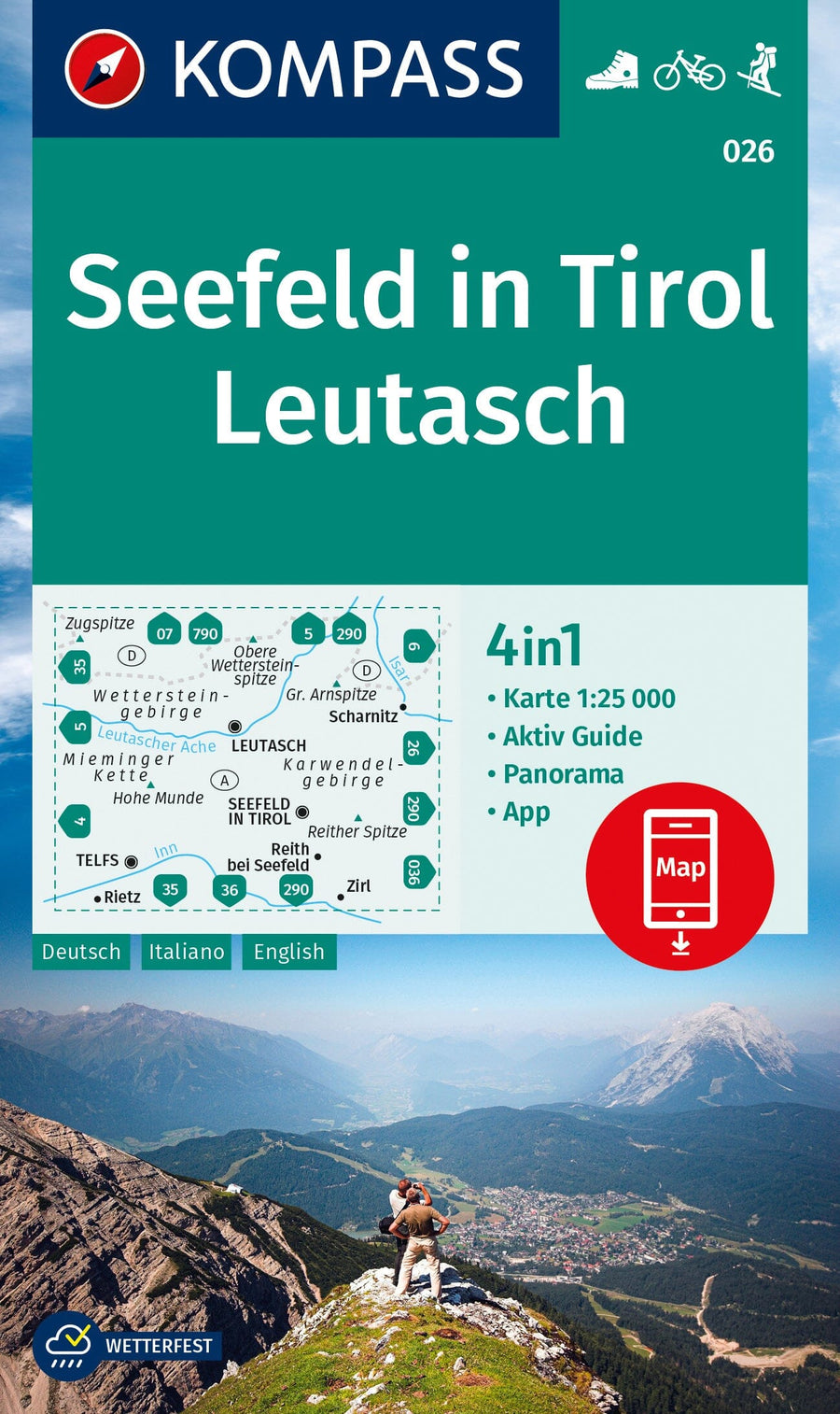 Carte de randonnée n° 026 - Seefeld in Tirol, Leutasch (Tyrol, Autriche) | Kompass carte pliée Kompass 