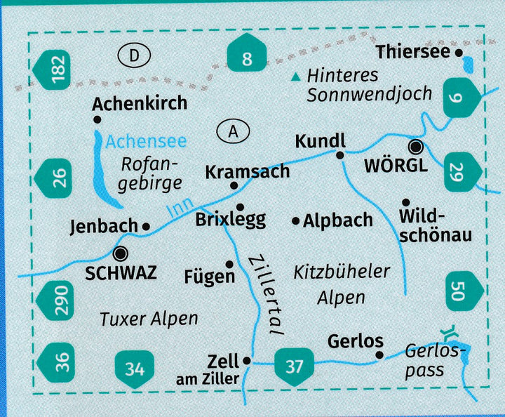 Carte de randonnée n° 028 - Vorderes Zillertal, Achensee, Alpbachtal, Wildschönau (Autriche) | Kompass carte pliée Kompass 