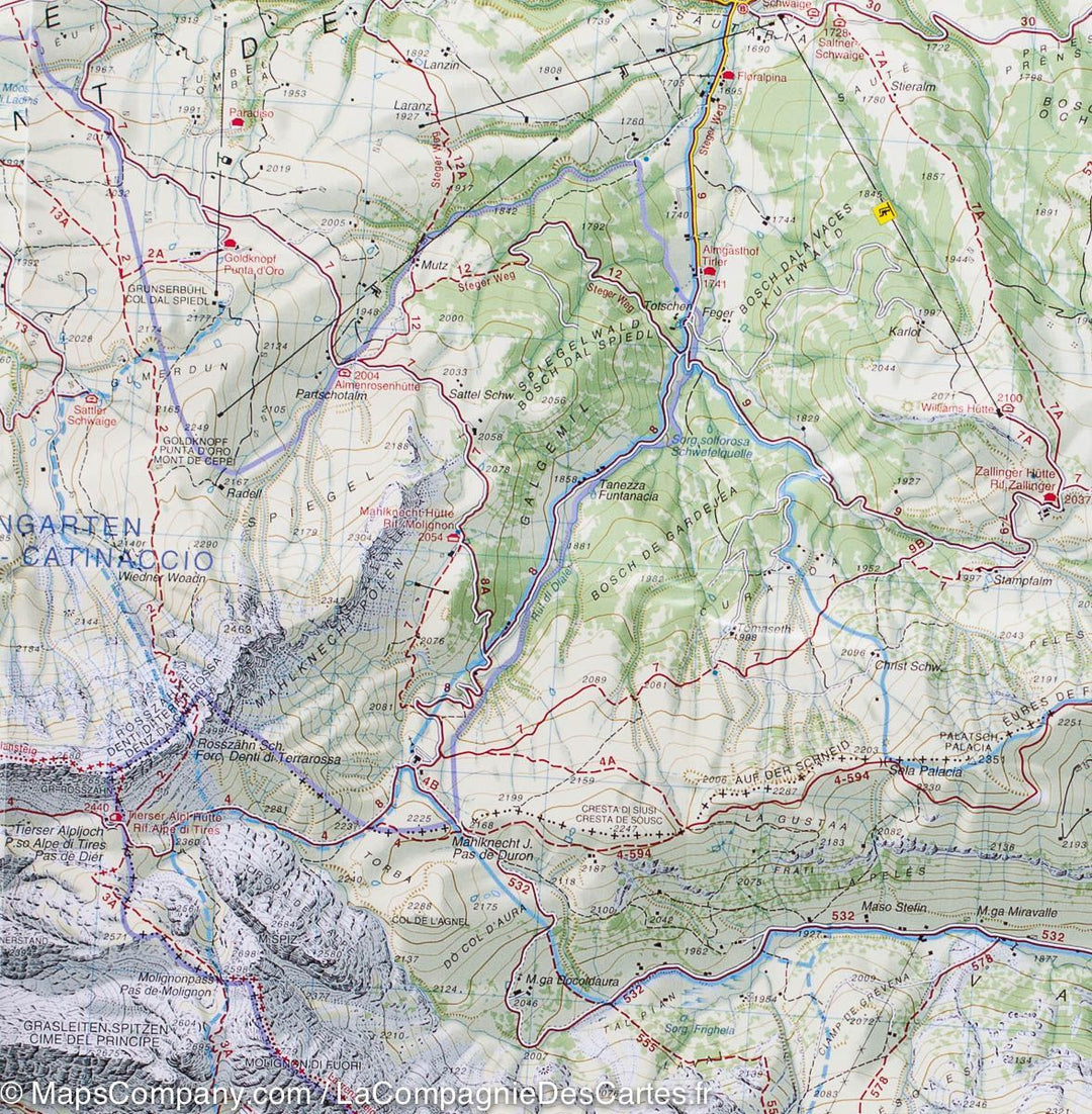 Carte de randonnée n° 6 du Val di Fassa (Dolomites, Italie) | Tabacco - La Compagnie des Cartes