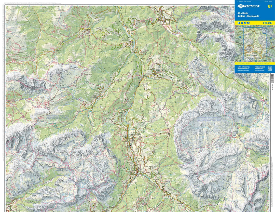 Carte de randonnée n° 07 - Alta Badia, Arabba et Marmolada (Alpes, Italie) | Tabacco carte pliée Tabacco 
