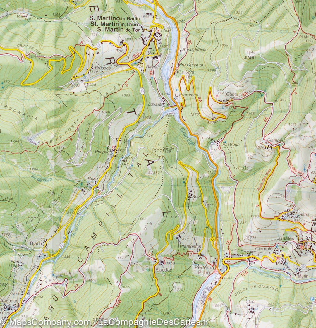 Carte de randonnée n° 7 d&rsquo;Alta Badia, Arabba et Marmolada (Alpes, Italie) | Tabacco - La Compagnie des Cartes