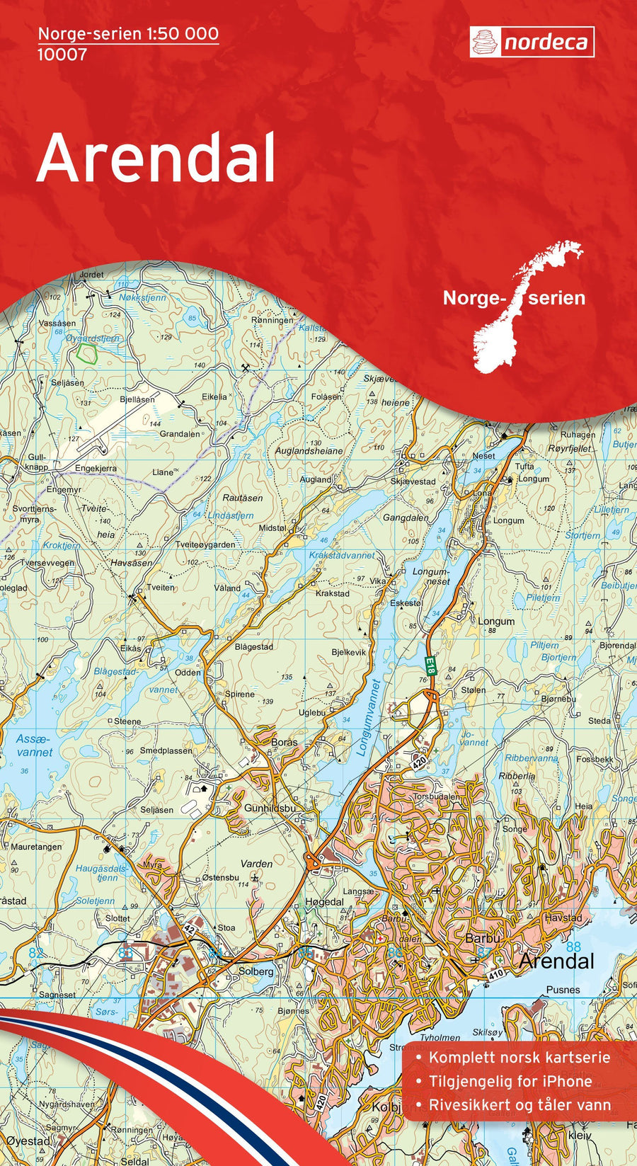 Carte de randonnée n° 10007 - Arendal (Norvège) | Nordeca - Norge-serien carte pliée Nordeca 