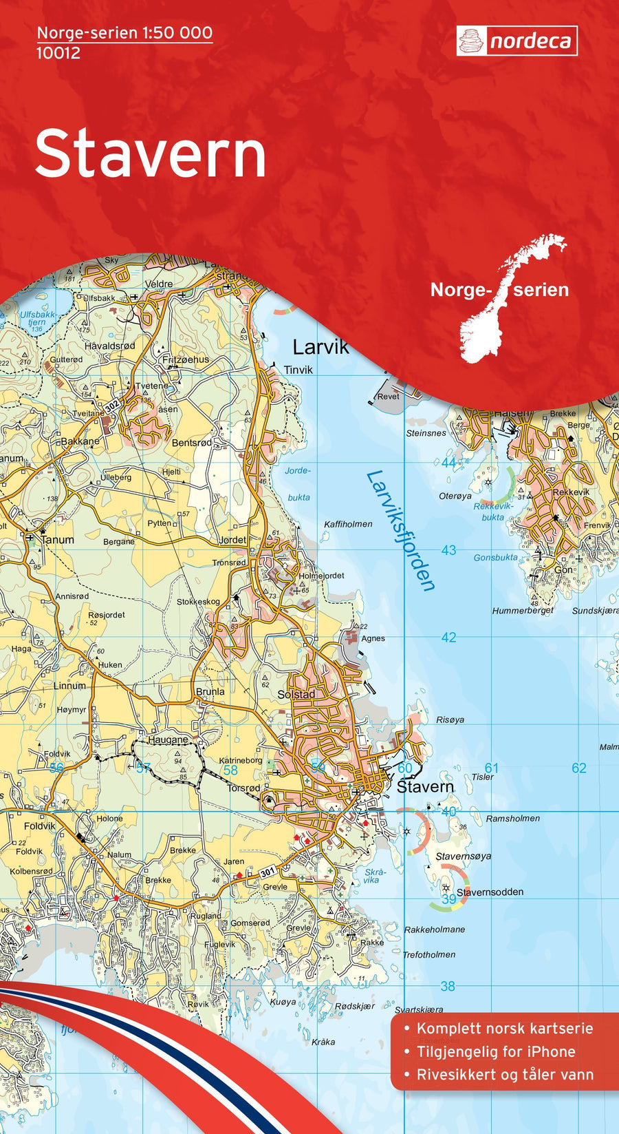 Carte de randonnée n° 10012 - Stavern (Norvège) | Nordeca - Norge-serien carte pliée Nordeca 