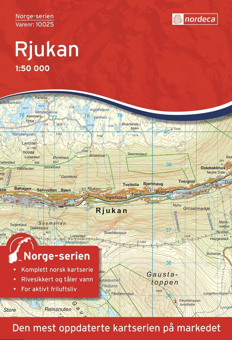 Carte de randonnée n° 10025 - Rjukan (Norvège) | Nordeca - Norge-serien carte pliée Nordeca 
