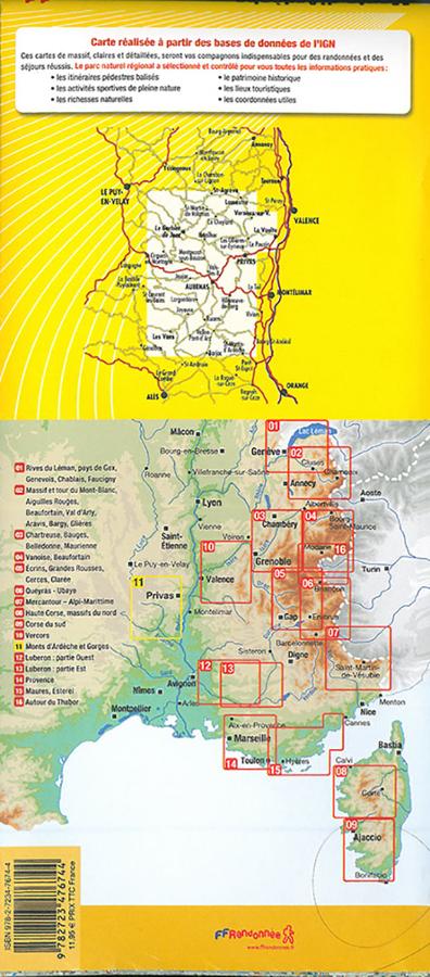 Carte de randonnée n° 11 - Monts d'Ardèche | Didier Richard carte pliée Didier Richard 