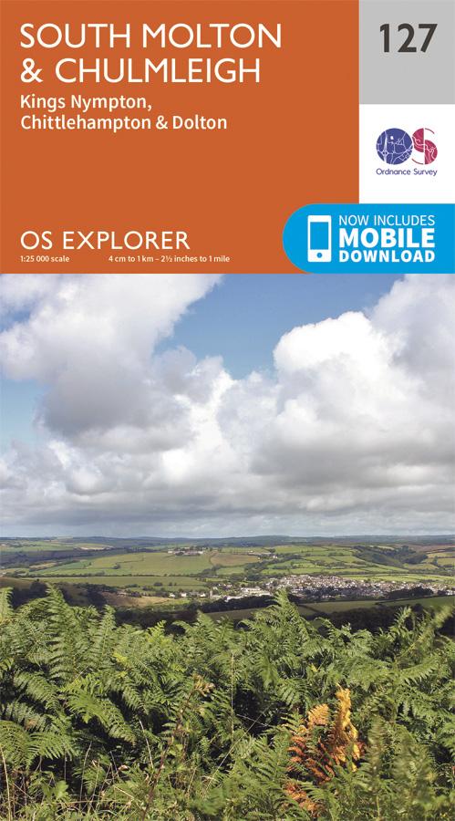 Carte de randonnée n° 127 - South Molton, Chulmleigh (Grande Bretagne) | Ordnance Survey - Explorer carte pliée Ordnance Survey 