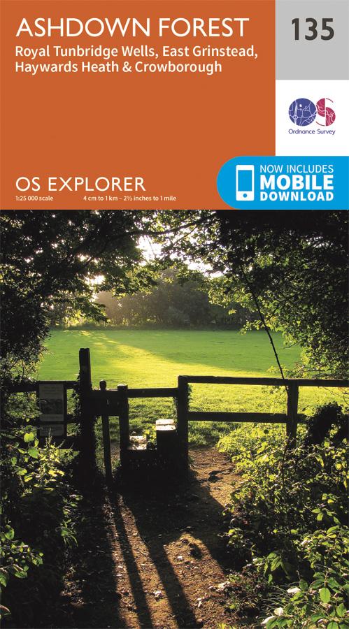 Carte de randonnée n° 135 - Ashdown Forest (greenw) (Grande Bretagne) | Ordnance Survey - Explorer carte pliée Ordnance Survey 