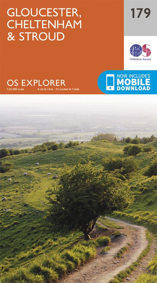 Carte de randonnée n° 179 - Gloucester, Cheltenham, Stroud (Grande Bretagne) | Ordnance Survey - Explorer carte pliée Ordnance Survey 