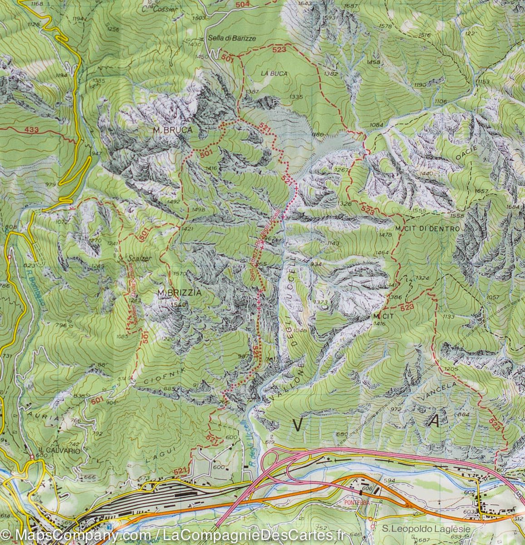 Carte de randonnée n° 18 - Alpes carniques orientales et canal del ferro (Préalpes carniques, Italie) | Tabacco carte pliée Tabacco 