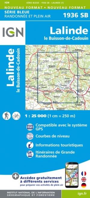 Carte de randonnée n° 1936 - Lalinde, le Buisson-de-Cadouin, | IGN - Série Bleue carte pliée IGN 