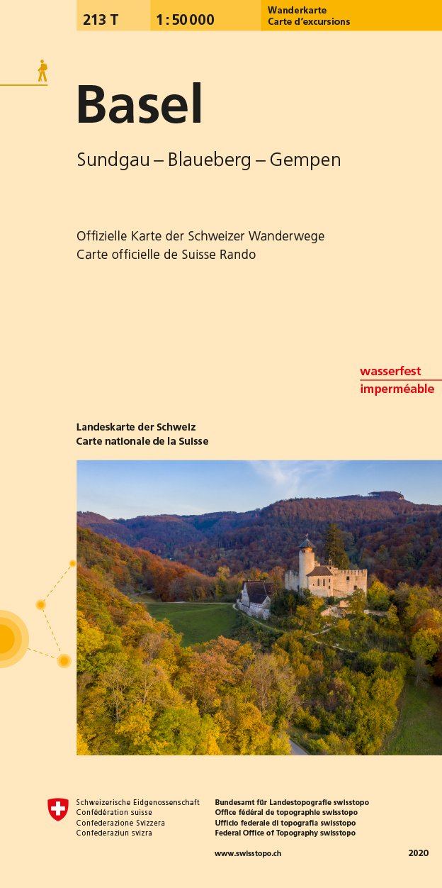 Carte de randonnée n° 213T - Basel (Suisse) | Swisstopo - Excursions au 1/50 000 carte pliée Swisstopo 