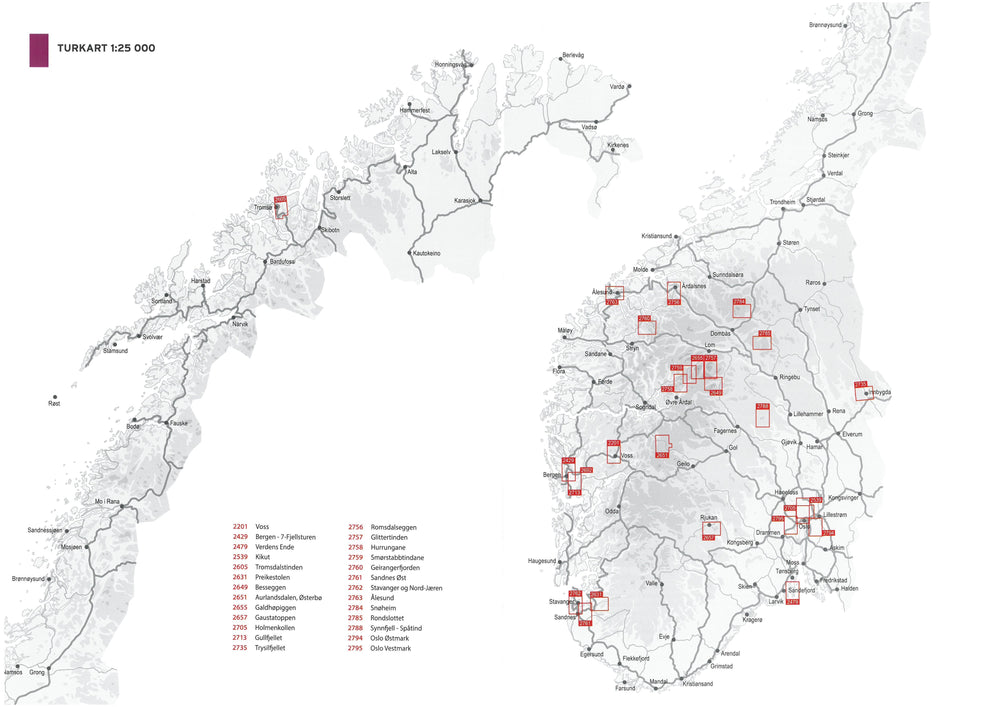 Carte de randonnée n° 2429 - Bergen - 7-Fjellsturen (Norvège) | Nordeca - Turkart 1/25 000 carte pliée Nordeca 