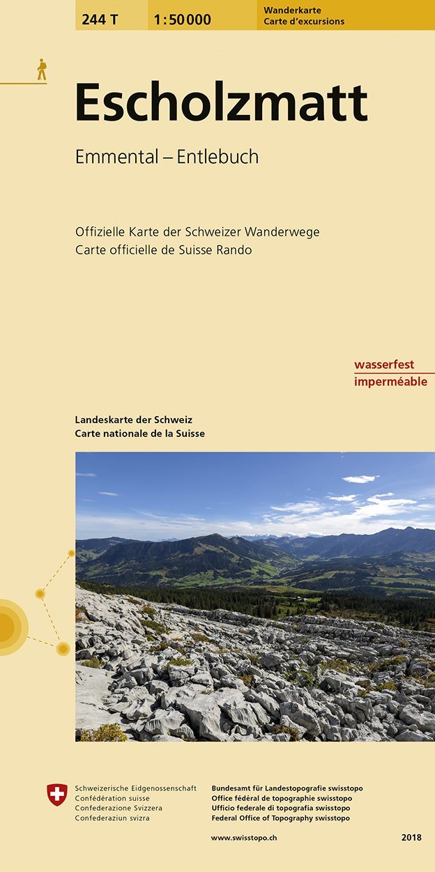 Carte de randonnée n° 244T - Escholzmatt (Suisse) | Swisstopo - Excursions au 1/50 000 carte pliée Swisstopo 