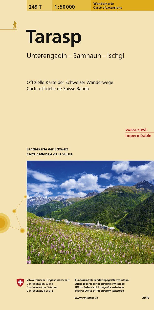 Carte de randonnée n° 249T - Tarasp (Suisse) | Swisstopo - Excursions au 1/50 000 carte pliée Swisstopo 