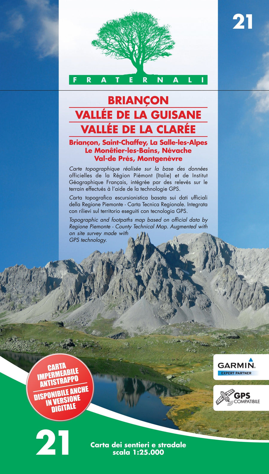 Carte de randonnée n° 25-21 - Briançon, Vallée de la Guisane, Vallée de la Clarée | Fraternali - 1/25 000 carte pliée Fraternali 