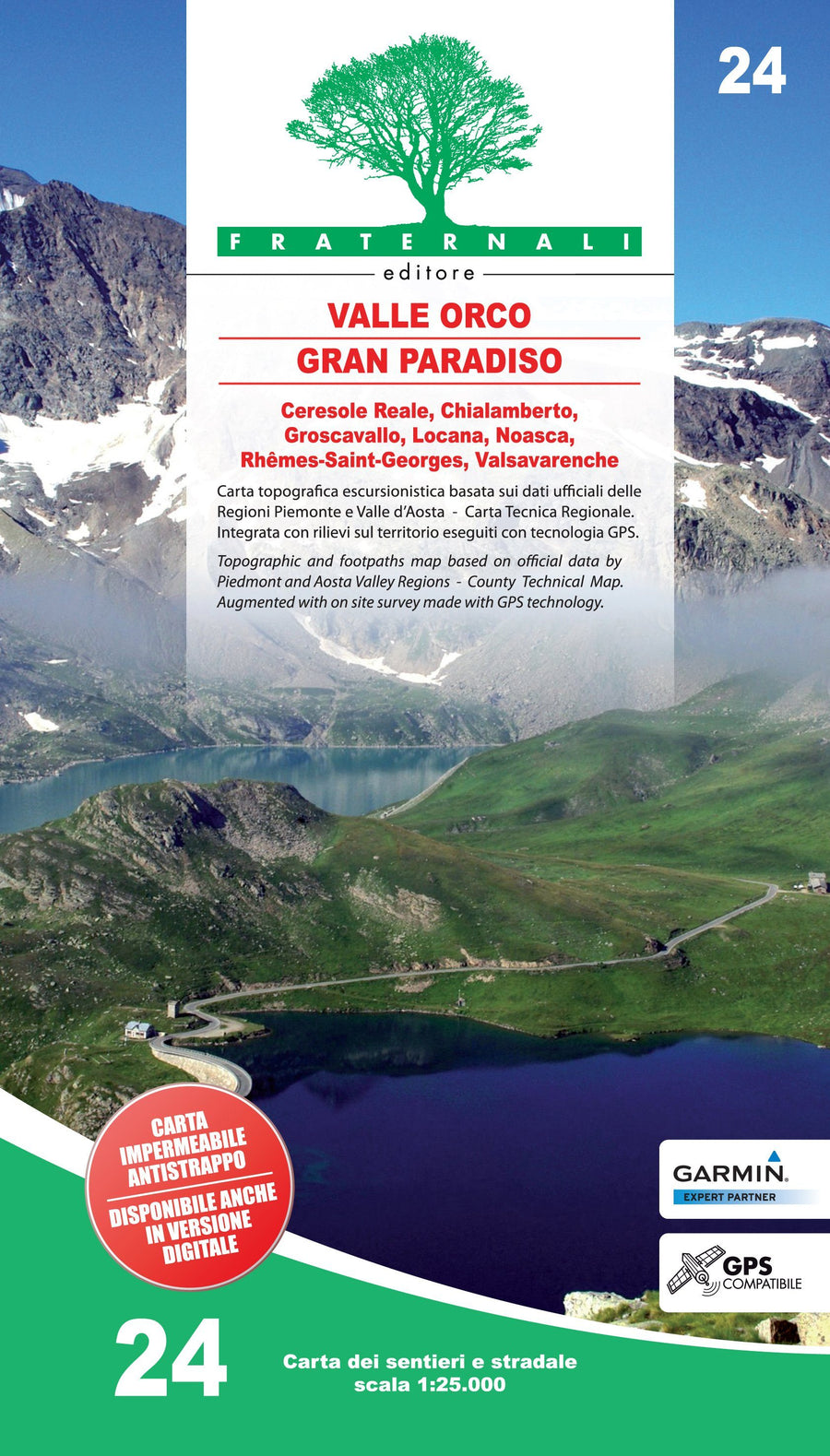 Carte de randonnée n° 25-24 - Alta Valle Orco, Gran Paradiso | Fraternali - 1/25 000 carte pliée Fraternali 