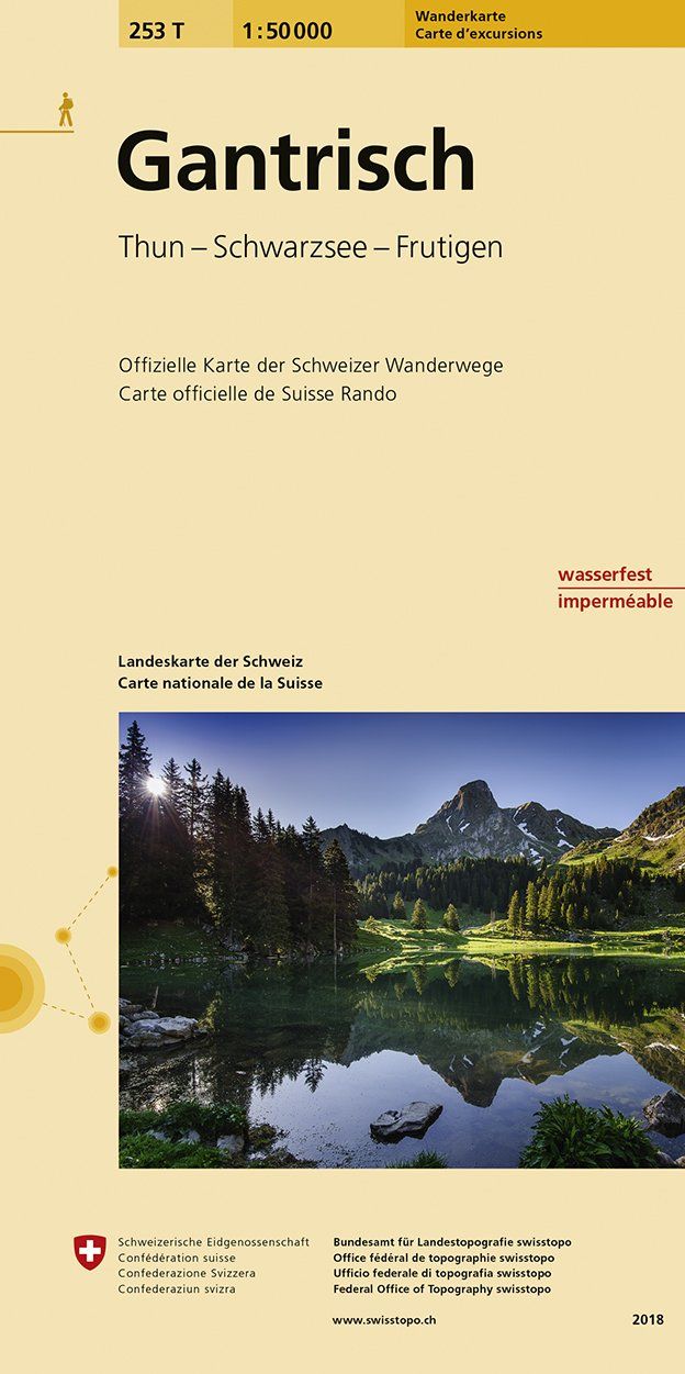 Carte de randonnée n° 253T - Gantrisch (Suisse) | Swisstopo - Excursions au 1/50 000 carte pliée Swisstopo 
