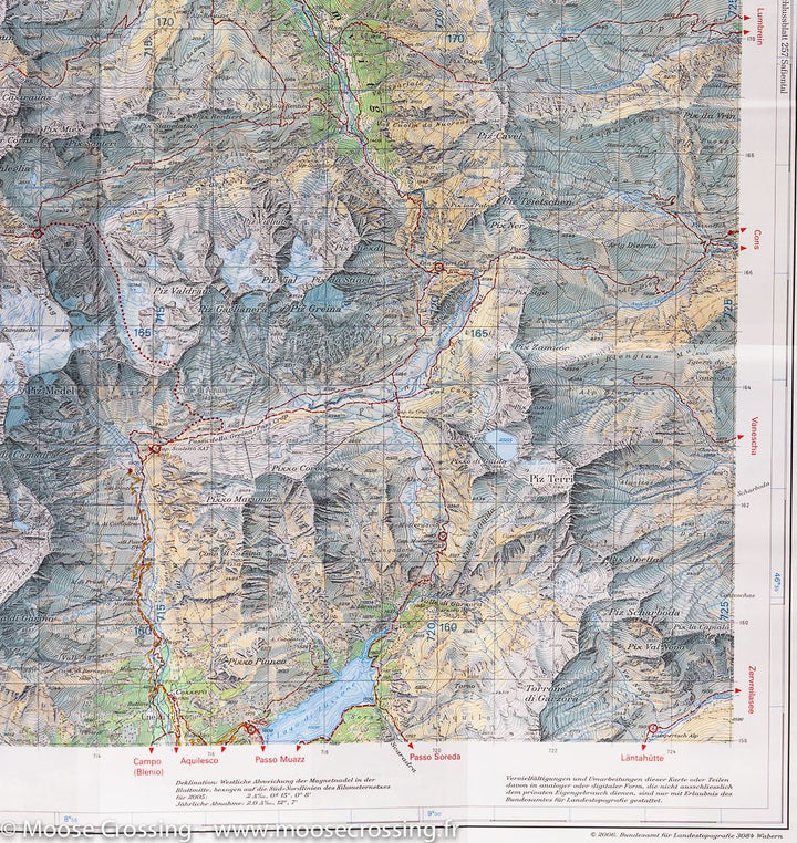 Carte de randonnée n° 256T - Disentis et Muster (Oberalp, Luckmanier, Surselva) | Swisstopo - Excursions au 1/50 000 carte pliée Swisstopo 