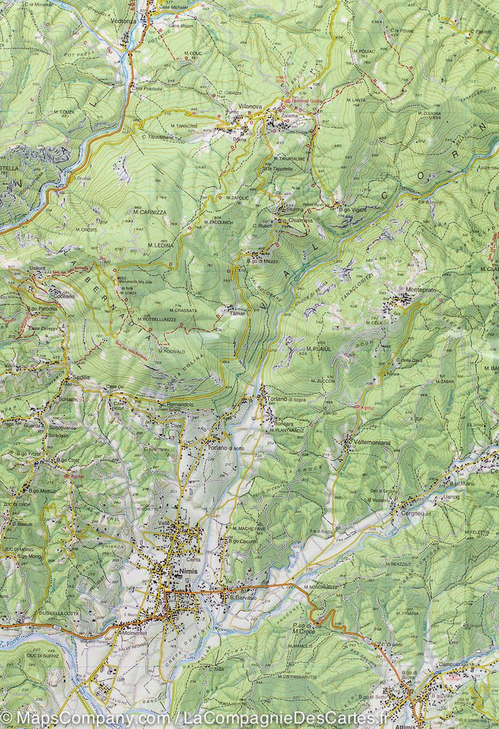 Carte de randonnée n° 26 - Alpes de Giulie autour de Tarcento (Italie) | Tabacco carte pliée Tabacco 