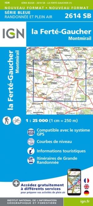 Carte de randonnée n° 2614 - La Ferté-Gaucher, Montmirail (Aisne) | IGN - Série Bleue carte pliée IGN 