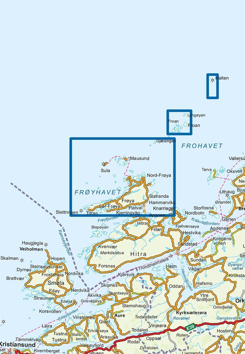 Carte de randonnée n° 2814 - Frøya (Norvège) | Nordeca - Turkart 1/50 000 carte pliée Nordeca 