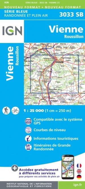 Carte de randonnée n° 3033 - Vienne, Roussillon | IGN - Série Bleue carte pliée IGN 