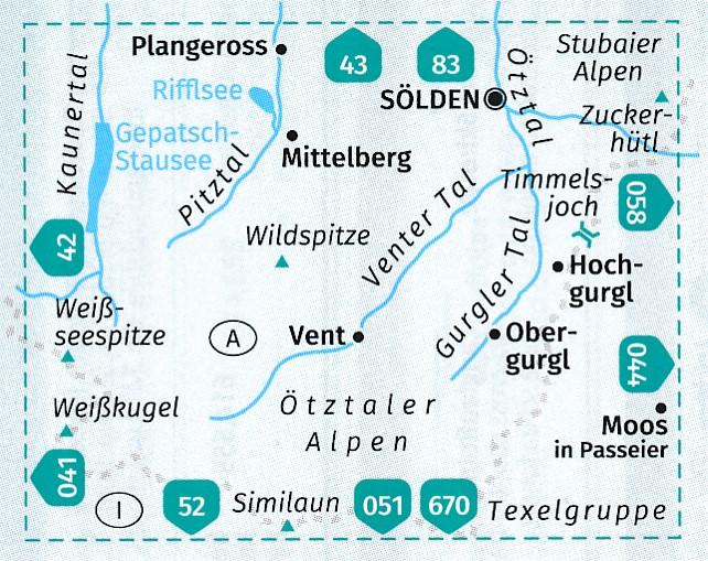 Carte de randonnée n° 42 - Otztal Inneres, Pitztal + Aktiv Guide (Tyrol, Autriche) | Kompass carte pliée Kompass 