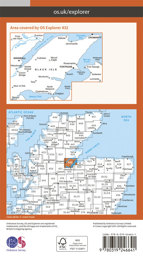Carte de randonnée n° 432 - Black Isle (Grande Bretagne) | Ordnance Survey - Explorer carte pliée Ordnance Survey Papier 