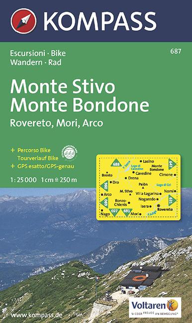 Carte de randonnée n° 687 - Monte Stivo, Monte Bondone, Rovereto (Italie) | Kompass carte pliée Kompass 