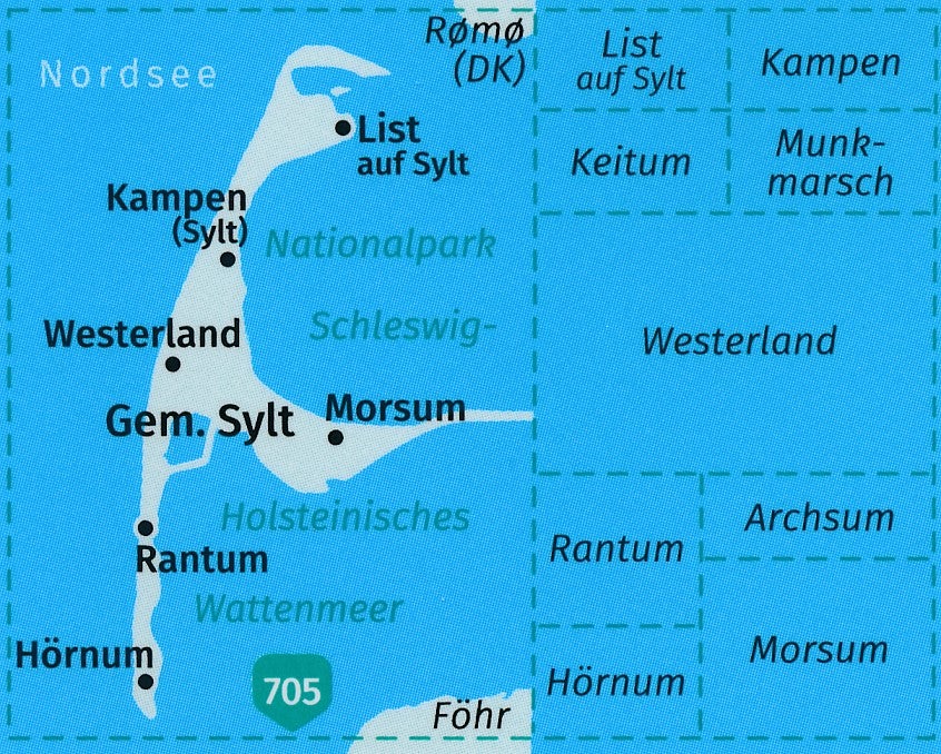 Carte de randonnée n° 701 - Sylt (Allemagne) | Kompass carte pliée Kompass 