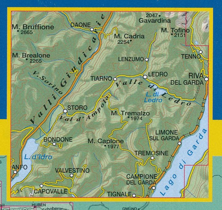 Carte de randonnée n° 71 - Prealpi Gardesane, Tremalzo, Valle di Ledro, L. d'Idro (Dolomites) | Tabacco carte pliée Tabacco 