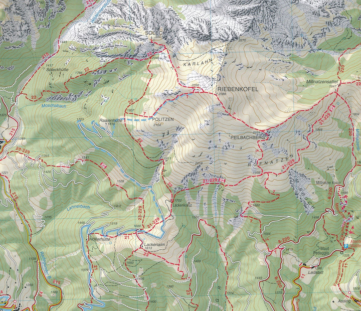 Carte de randonnée n° 72 - Lienzer Dolomiten, Lesachtal, Obertilliach, Lienz (Dolomites) | Tabacco carte pliée Tabacco 