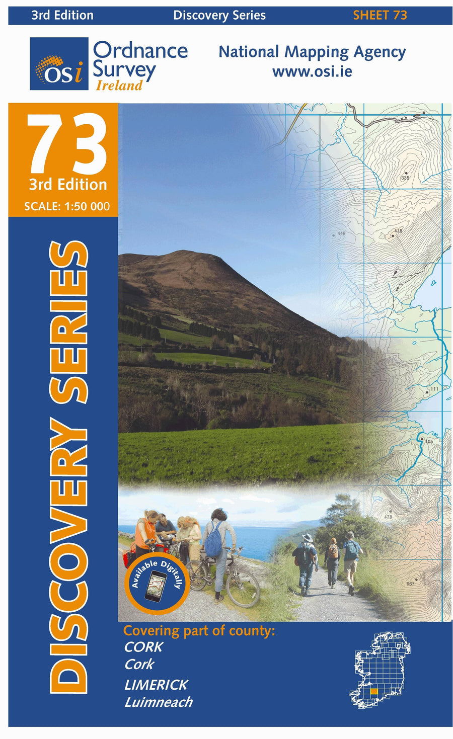 Carte de randonnée n° 73 - Cork, Limerick (Irlande) | Ordnance Survey - série Discovery carte pliée Ordnance Survey Ireland 