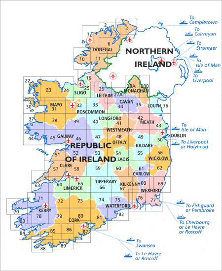 Carte de randonnée n° 82 - Waterford (Irlande) | Ordnance Survey - série Discovery carte pliée Ordnance Survey Ireland 