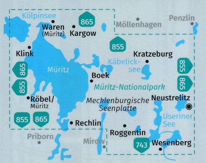 Carte de randonnée n° 853 - Müritz National park (Allemagne) | Kompass carte pliée Kompass 