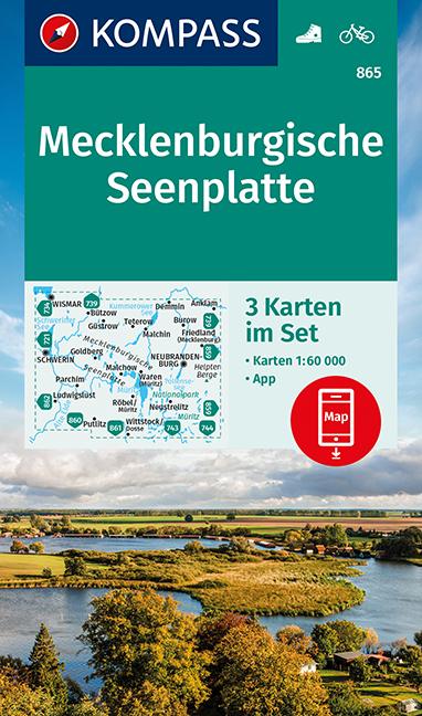 Carte de randonnée n° 865 - Mecklenburgische Seenplatte (Lacs du Mecklembourg) (Allemagne) | Kompass carte pliée Kompass 