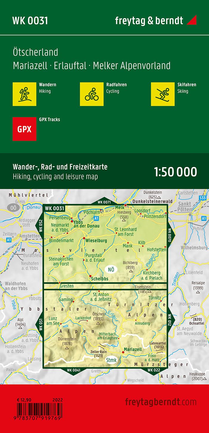 Carte de randonnée n° WK031 - Otscherland - Mariazell - Erlauftal - Melker Alpenvorland (Alpes autrichiennes) | Freytag & Berndt carte pliée Freytag & Berndt 