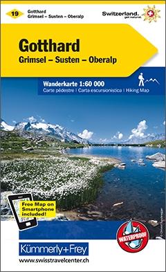 Carte de randonnée n° WK.19 - Gotthard (Suisse) | Kümmerly & Frey carte pliée Kümmerly & Frey 