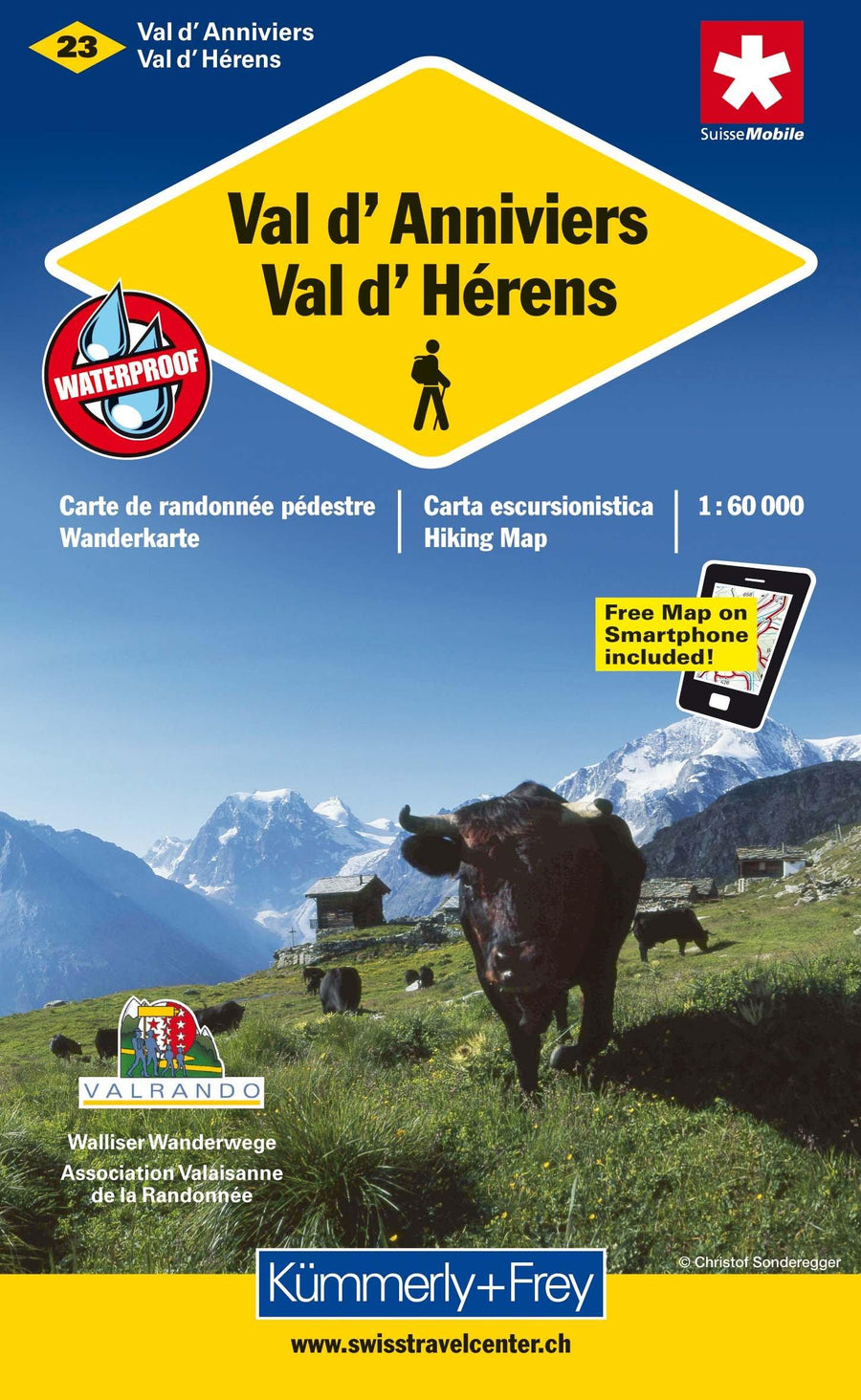 Carte de randonnée n° WK.23 - Val d'Anniviers, Val d'Hérens (Suisse) | Kümmerly & Frey carte pliée Kümmerly & Frey 