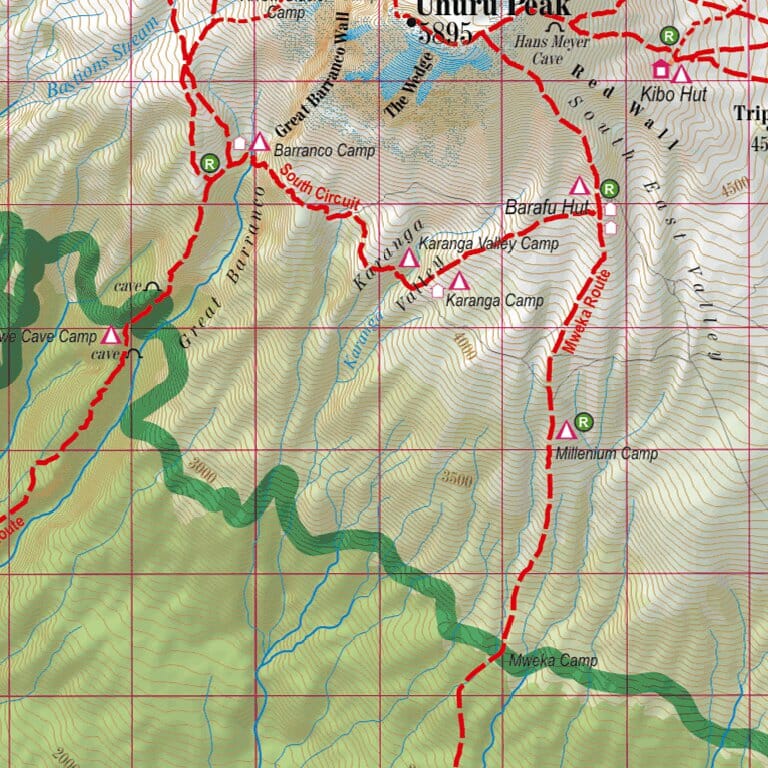 Carte de randonnée plastifiée - Les plus hauts sommets d'Afrique (Kilimanjaro, mont Kenya, Rwenzori) | TerraQuest carte pliée Terra Quest 