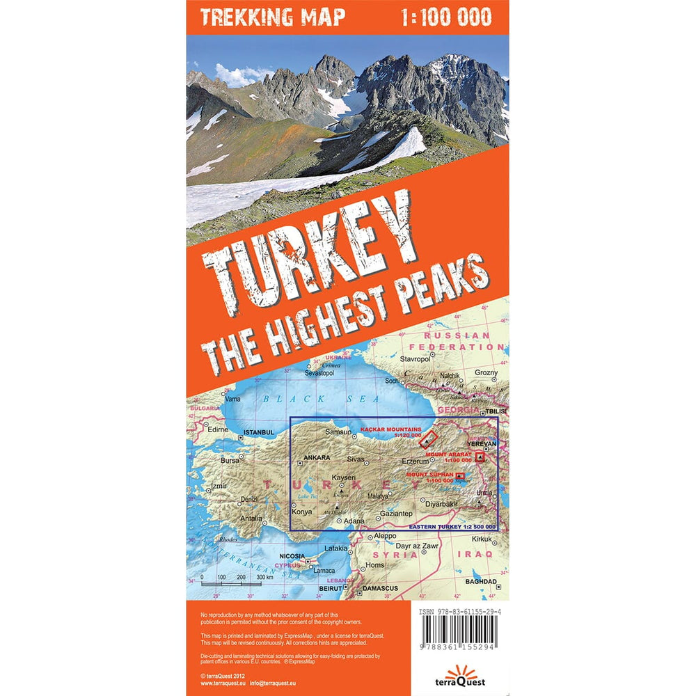 Carte de randonnée plastifiée - Turquie : Les plus hauts sommets | TerraQuest carte pliée Terra Quest 