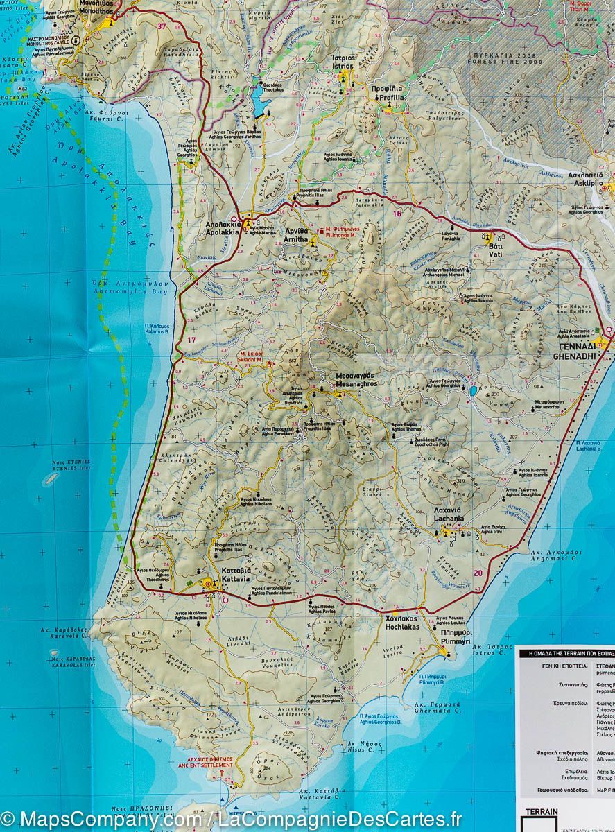 Carte de randonnée de Rhodes (Grèce) | Terrain Cartography - La Compagnie des Cartes