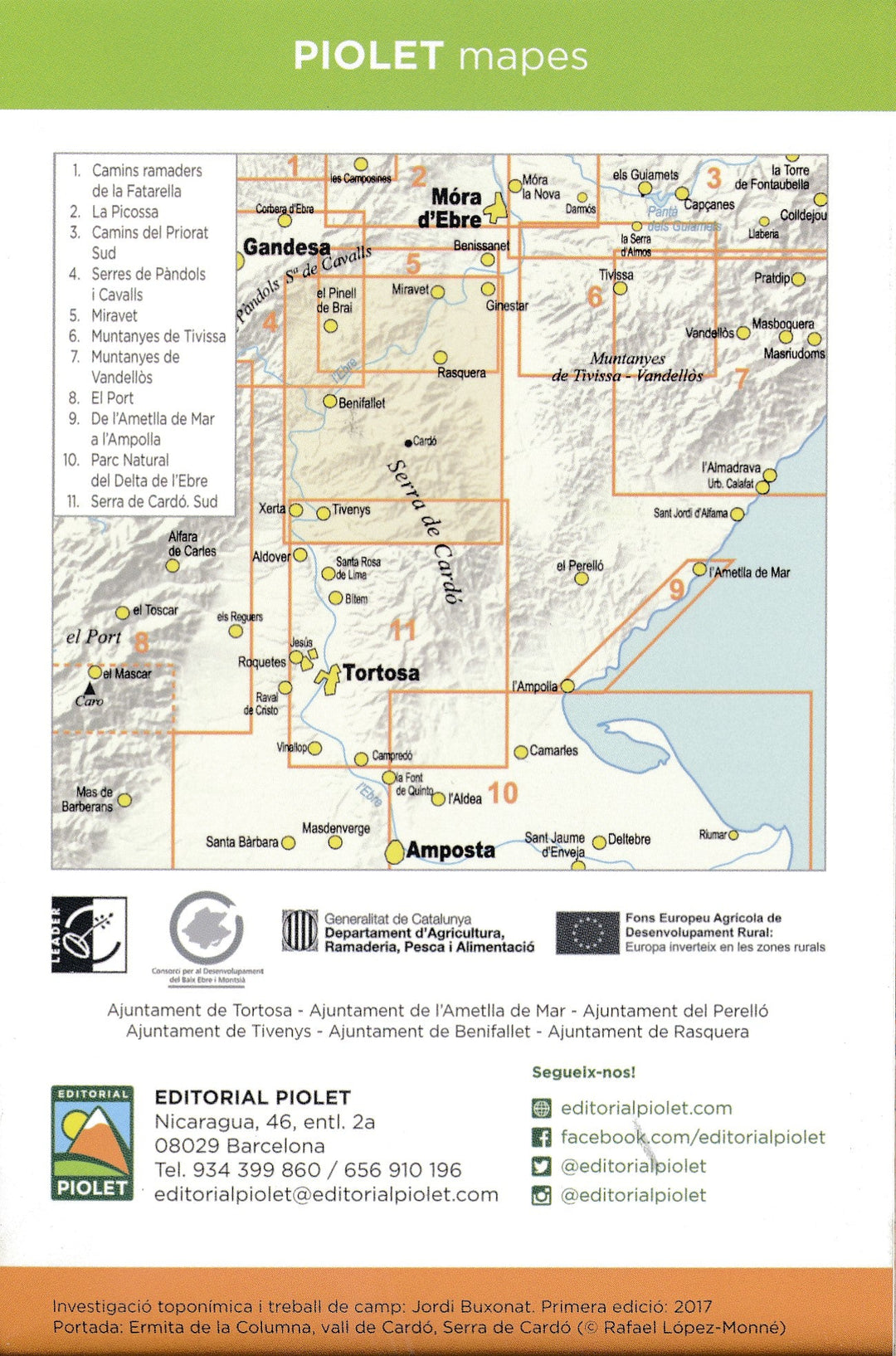Carte de randonnée - Serra de Cardó (Catalogne) | Piolet carte pliée Editorial Piolet 