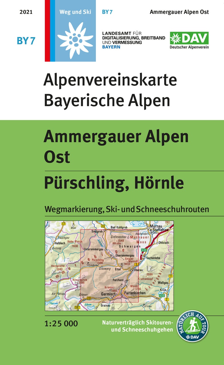 Carte de randonnée & ski - Ammergebirge Est, Pürschling, Hörnle, n° BY07 (Alpes bavaroises) | Alpenverein carte pliée Alpenverein 