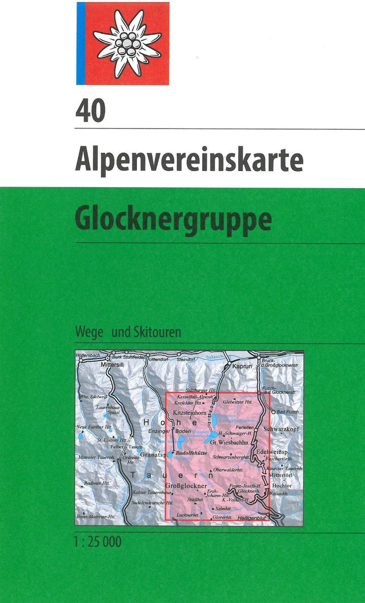 Carte de randonnée & ski - Glocknergruppe , n° 40 (Alpes autrichiennes) | Alpenverein carte pliée Alpenverein 