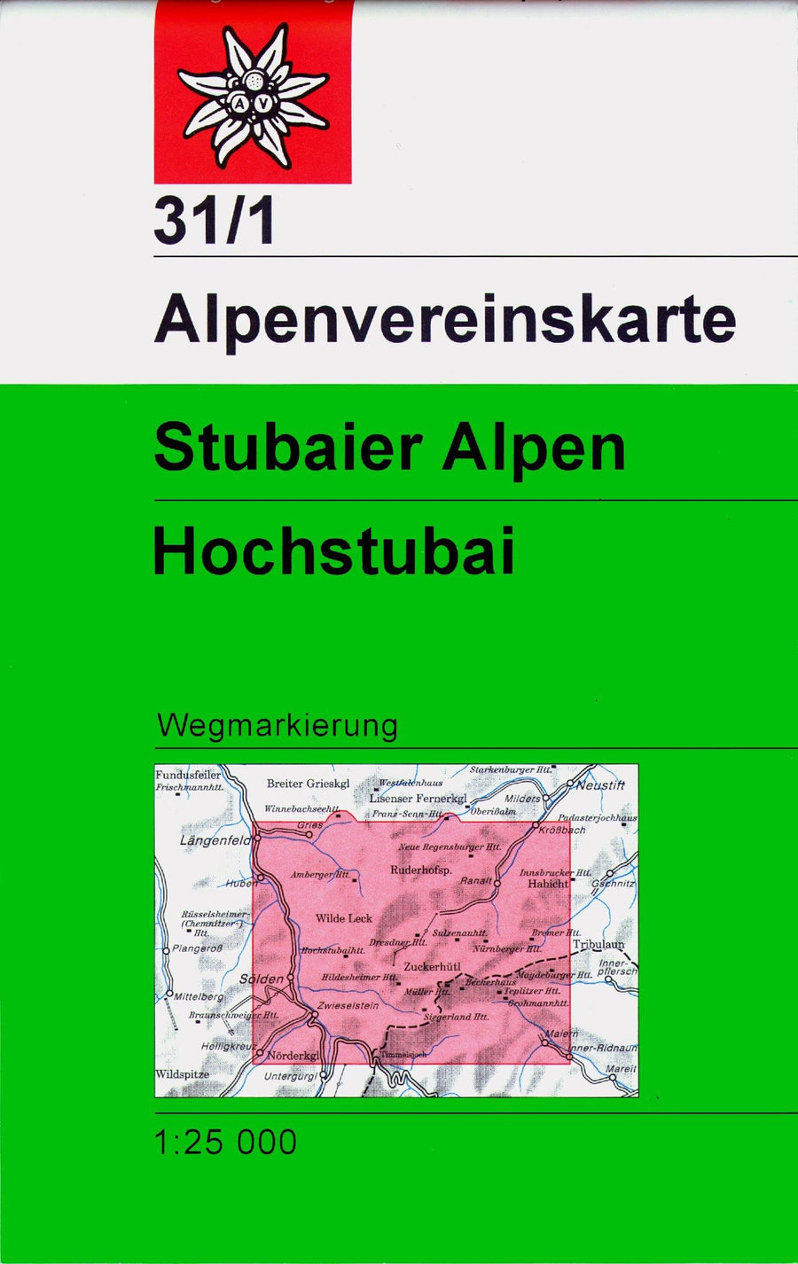 Carte de randonnée - Stubaier Alpen Hochstubai, n° 31/1 (Alpes autrichiennes) | Alpenverein carte pliée Alpenverein 
