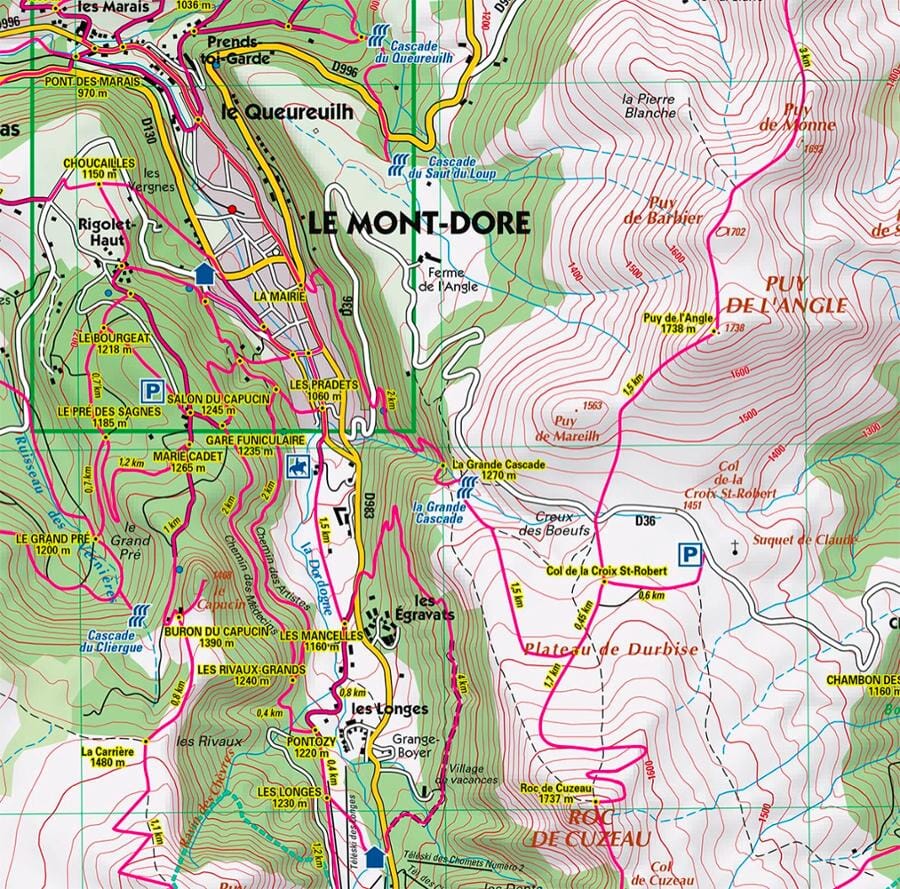 Carte de randonnées - Massif du Sancy à pied, VTT, à cheval | Chamina carte pliée Chamina 